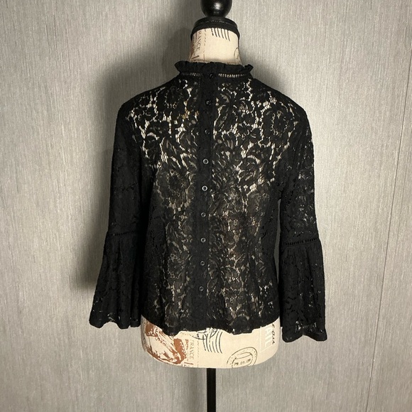 BB Dakota Black Lace Blouse Size Small - Picture 7 of 12